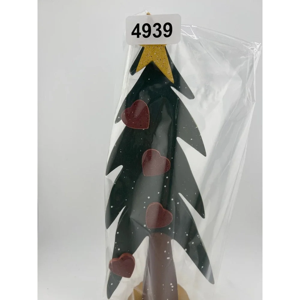 Wooden Christmas‎ Tree Vintage Hand Painted Hearts Stars Decoration Decor